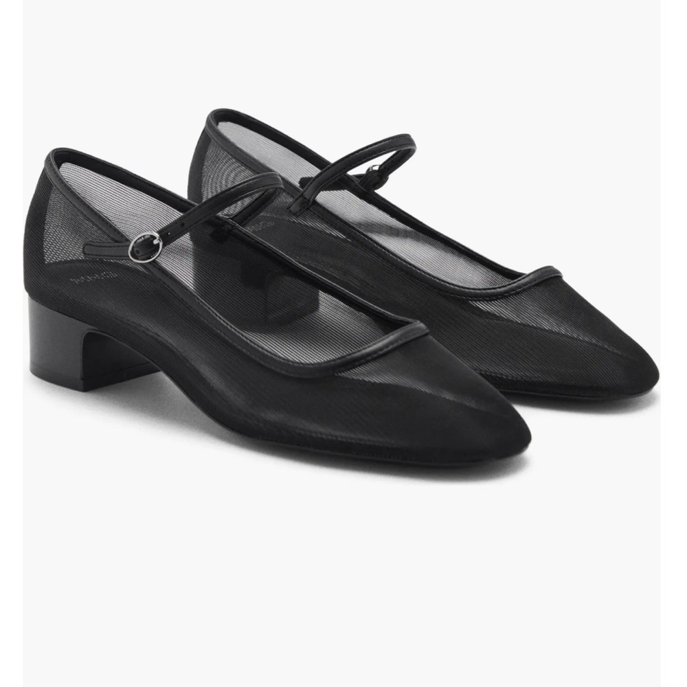 Mango Black Mesh Mary Jane Shoes